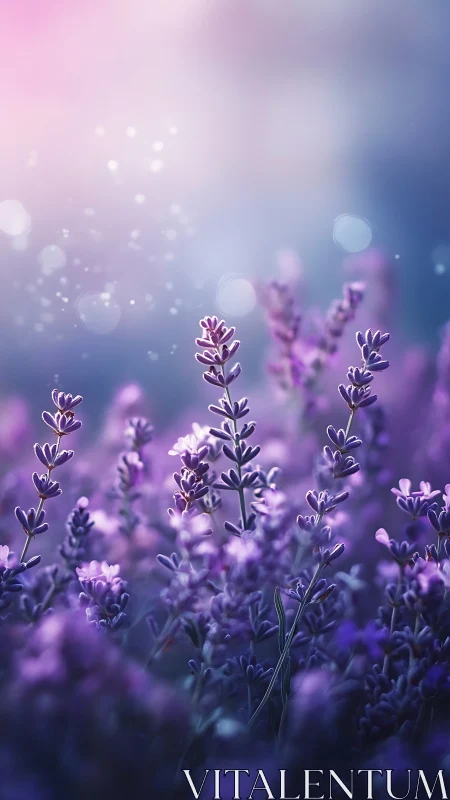 Lavender daydream meadow washed in lilac evening light.