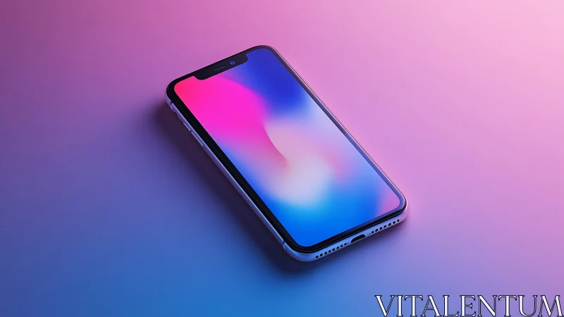Modern smartphone on gradient backdrop with neon glow.