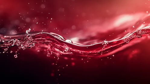 High-speed macro capture of red liquid wave with bokeh depth