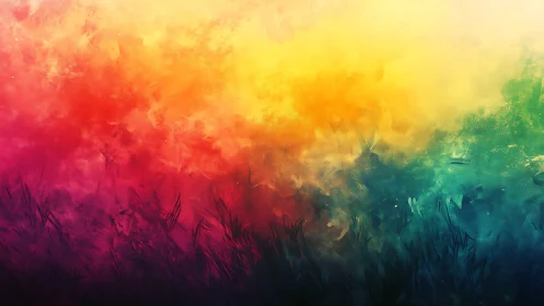 Abstract gradient field shows vivid warm to cool color transition