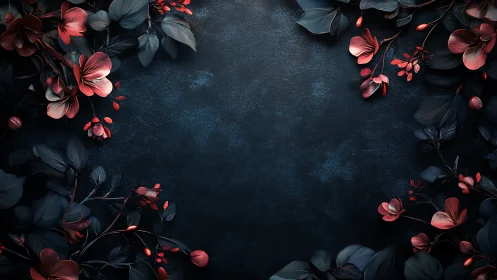 Crimson Blooms Dance Across Dark Elegance.