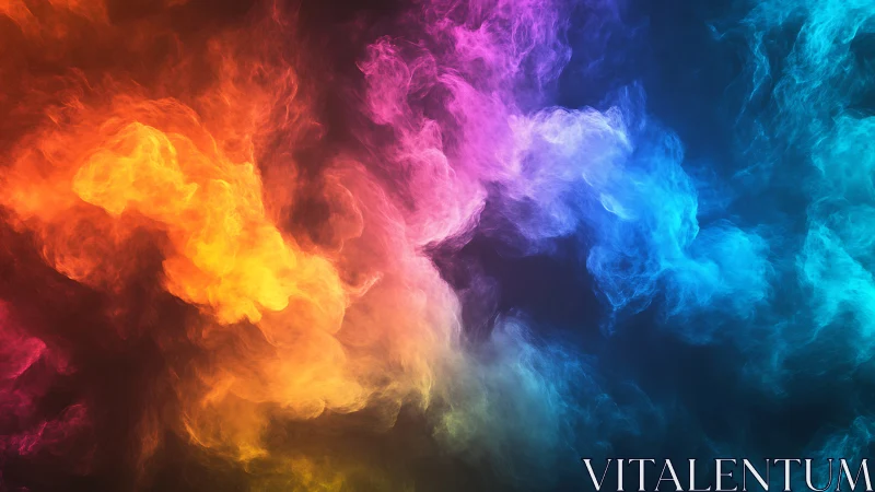 Prismatic nebula clouds swirl across a deep cosmic void.