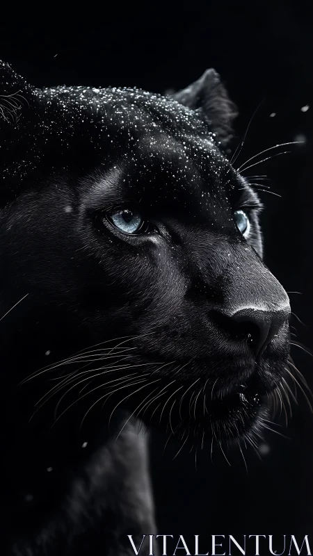 Luminous Black Panther Portrait Against Darkness