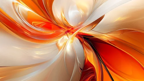 Radiant orange energy ribbons converge in dynamic 3D space