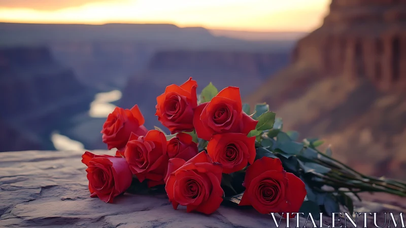 Crimson Blooms Overlooking Canyon's Ancient Heart.