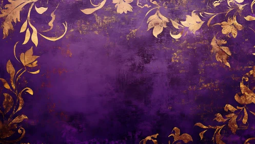 Regal violet canvas crowned with shimmering gilded vines.
