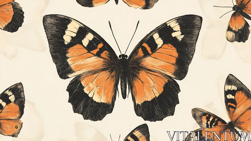 Monarch-style butterfly illustration on cream background.