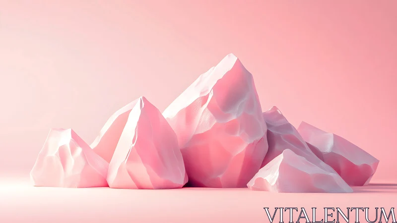 Soft pink geometric rocks arranged on pale gradient ground.