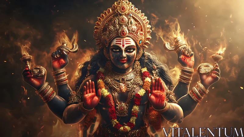 Multi-armed deity figure rendered in detailed digital painting