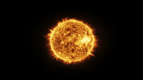 Blazing solar sphere erupting with vivid plasma flares.