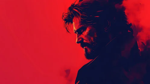 Chromatic side-profile study of brooding male portrait.