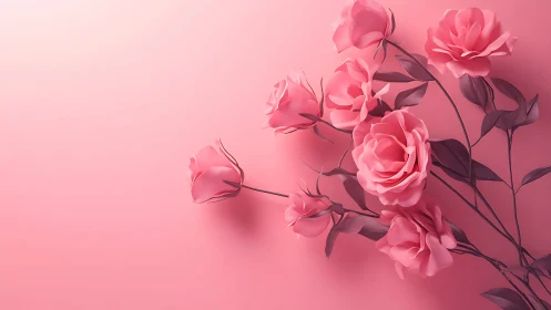Pink roses arranged on monochromatic gradient background.