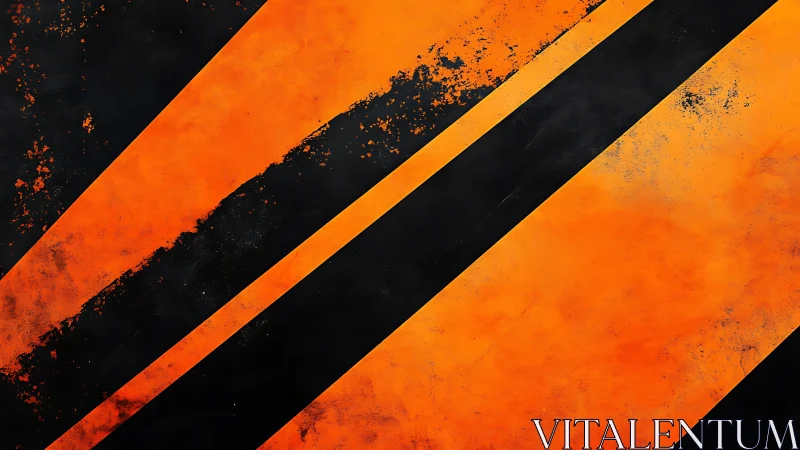 Bold orange stripes slicing through charcoal black space.