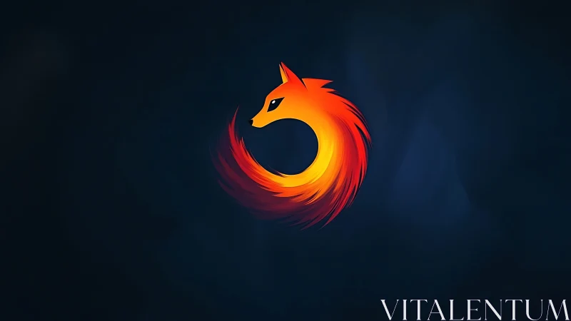 Ember-tailed fox emblem swirling in midnight digital gloom.