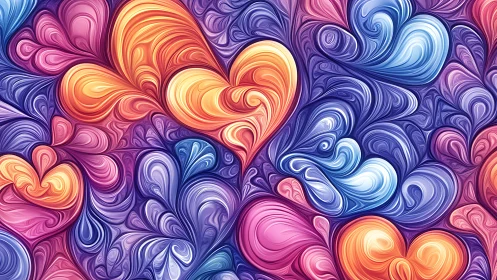 Chromatic Heart Composition with Fluid Organic Swirls.