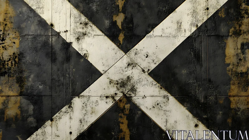 Weathered metal cross trades warning stripes for quiet drama