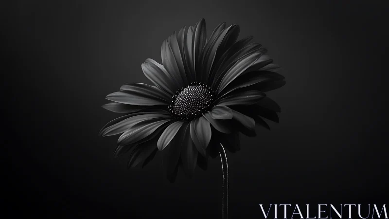 Monochrome Daisy Flower Against Dark Background