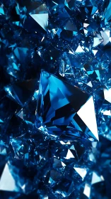 Deep blue gemstones scatter sharp reflective light planes.