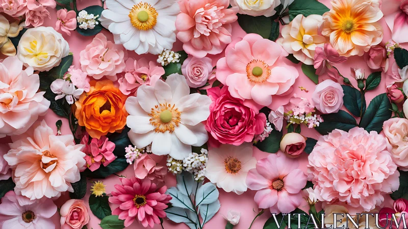 Blooming Garden Floral Arrangement Dense Pink Palette.