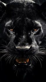 Black Panther Portrait with Amber Eyes