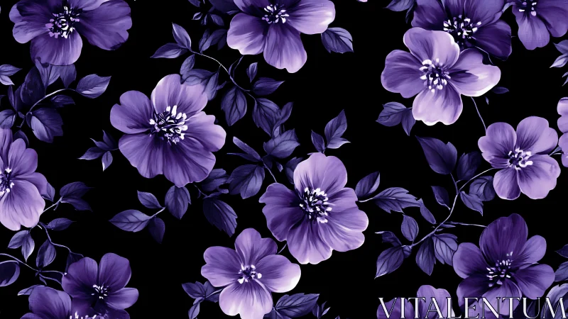 Purple Blossoms Dance Against Midnight Black