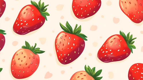 Seamless digital pattern renders glossy stylized strawberries