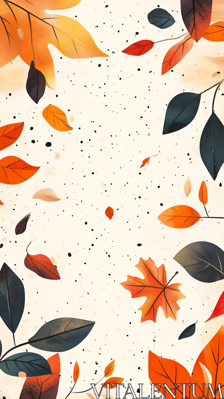 Autumn leaves frame surrounds light speckled background