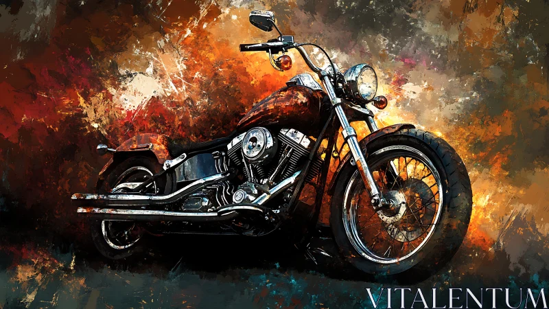 Custom cruiser motorcycle rendered in dynamic digital painting