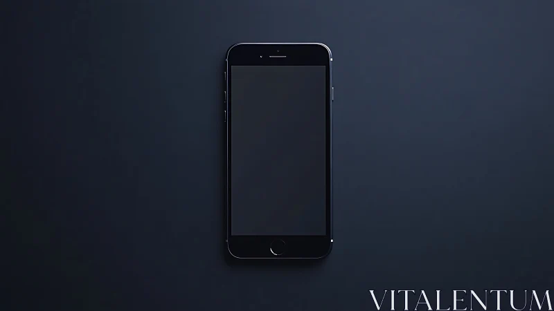 Black iPhone on Dark Surface. Minimalist Technology Study.