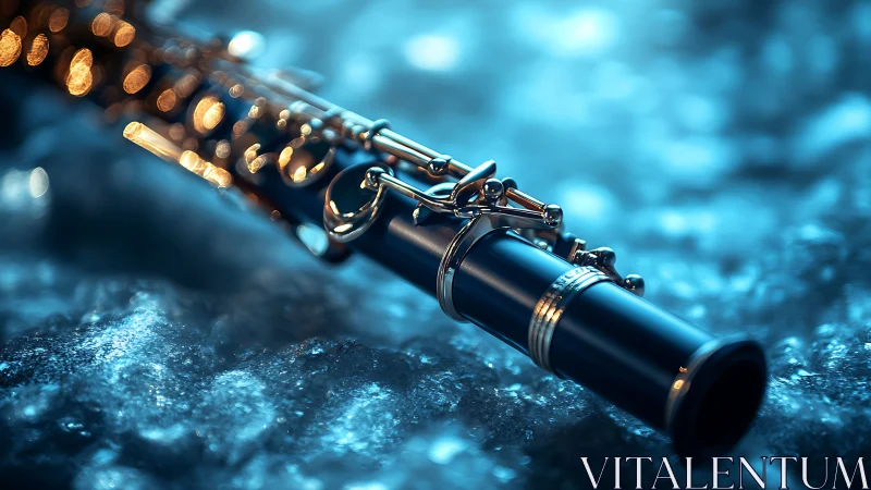 Clarinet dreams on ice kissed by soft blue evening light.