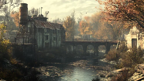 Rust river refuge under autumn&rsquo;s wary golden hush.