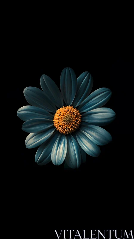 Deep Blue Daisy with Golden Heart.