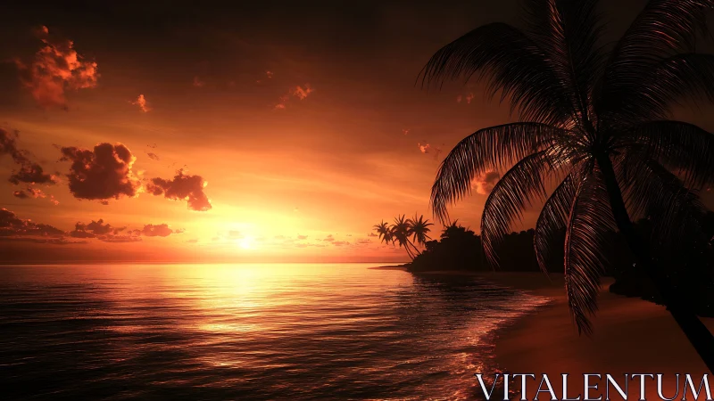 Golden island sunset curling gently along quiet shores.