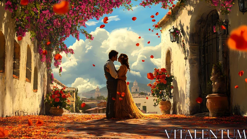 Lovers' Choreography in Rose Petals.