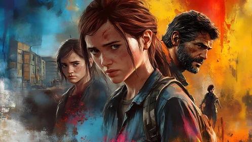 Post-apocalyptic characters rendered in layered digital painting