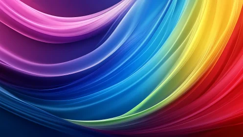 Colorful ribbon waves flow together in a bright digital dance