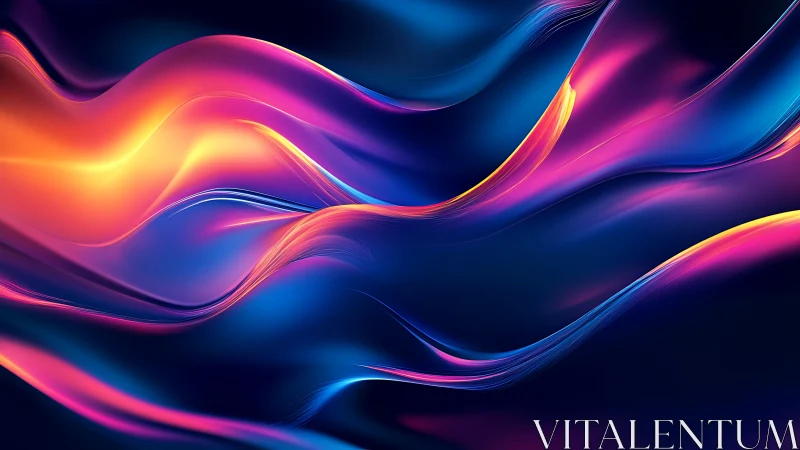 Chromatic fluid waveforms with neon gradient spectral ribbons