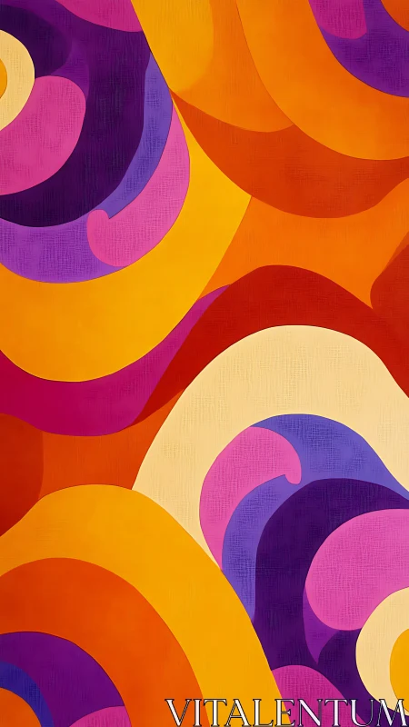 Curved overlapping color bands form layered abstract waves