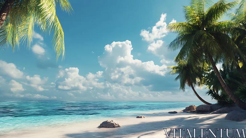 Paradise Palms Embrace Turquoise Waters in Eternal Summer