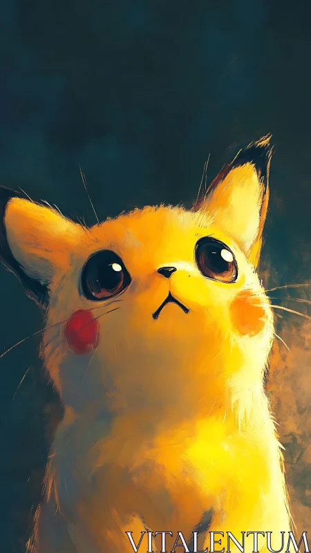 Yellow electric creature gazes upward under dramatic light