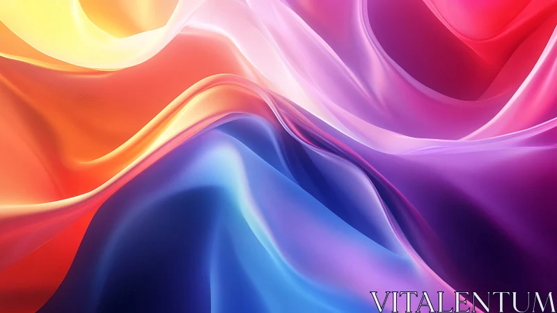 Digital painting of iridescent folded gradients in motion.