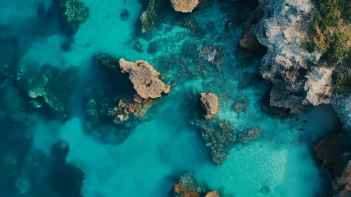 Turquoise tide tracing sculpted cliffs and hidden coral pools.