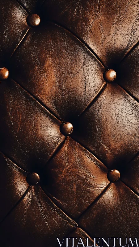 Brown leather upholstery displays tufted diamond grid pattern