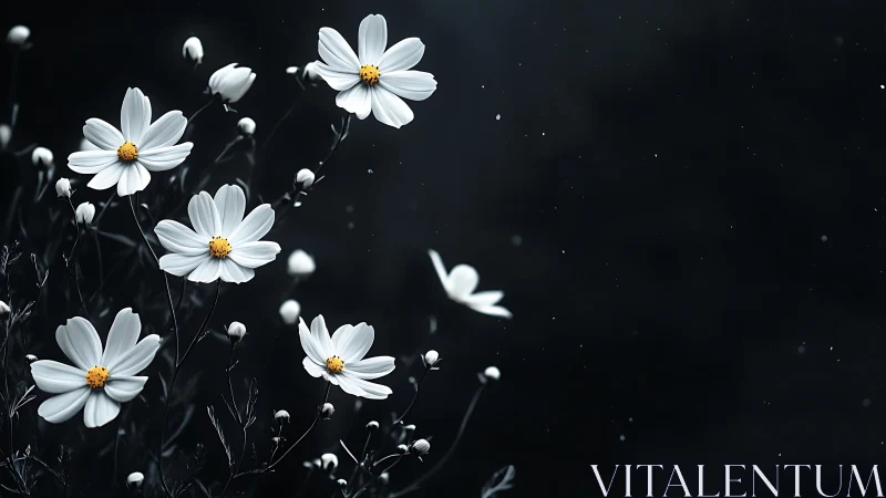 Delicate Cosmos Daisies Dancing in Starlight.