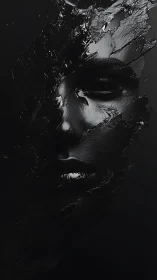 Human face partially obscured by dark textured material