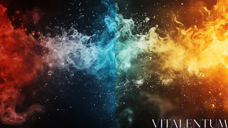Elemental Collision: Fire Meets Frost in Cosmic Dance.
