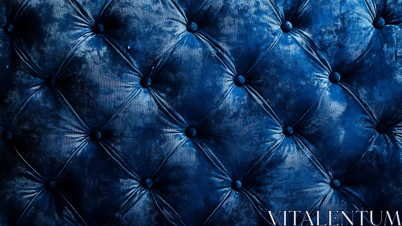 Deep blue velvet tufted upholstery surface texture