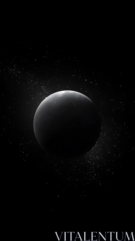 Soft moonlit crescent drifts quietly in a starry black sky