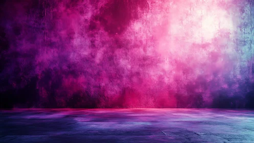 Iridescent magenta studio backdrop with textured floor plane.