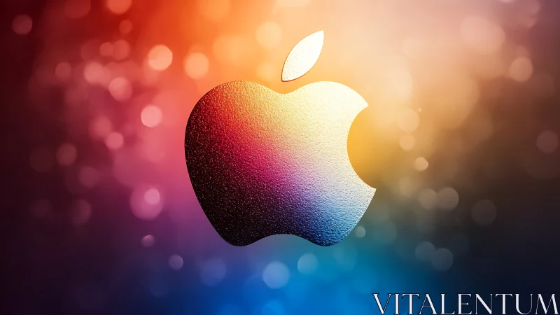 Gradient-lit metallic logo with bokeh depth-of-field backdrop.
